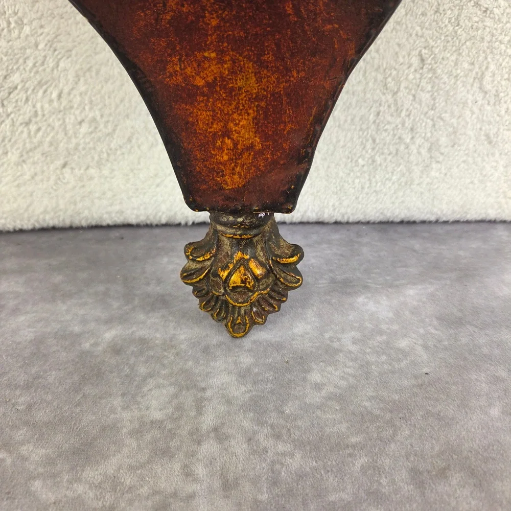 Large Ornate Wall Pocket Vase Burnt Orange Gold Trim Mediterranean Style 4632-L